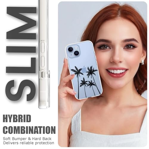 Coque iPhone 14 antichoc transparente avec motif floral rigide