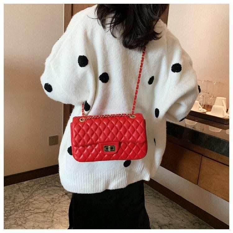 Image of Fashion Trendy Ladies Side Bags Small Chain Leather Fabric Women Purse Handbags Shoulder Bags | Fashion