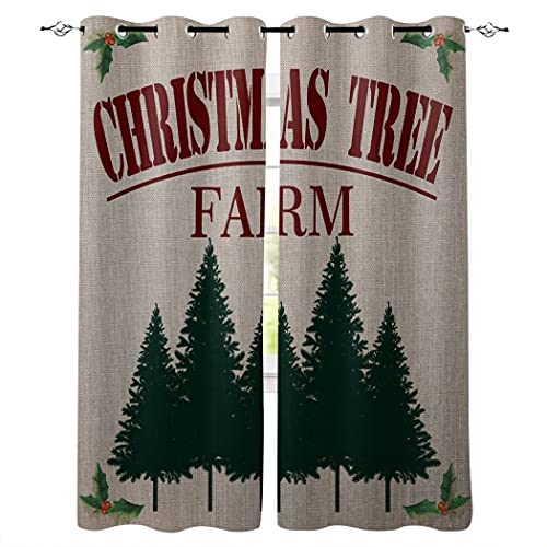 3D Blickdichte Gardinen Verdunkelungsvorhang Mit Ösen Weihnachtsmotiv...