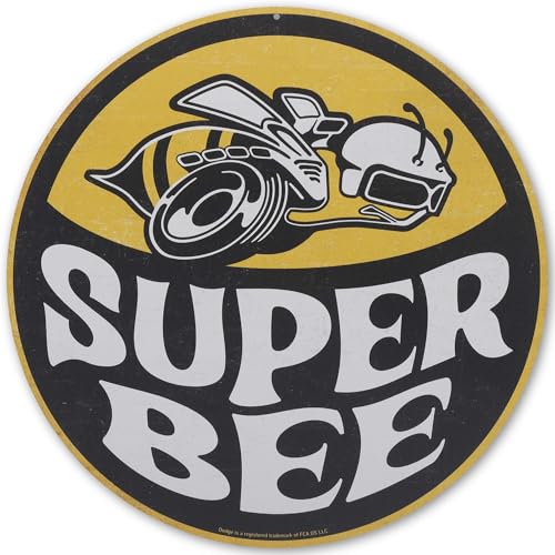 Plaque ronde en métal avec logo Dodge Super Bee – Décoration murale vintage pour garage, magasin ou grotte d'homme