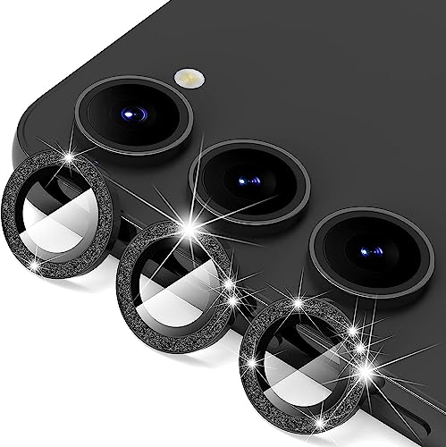 Midkart Aluminum Alloy Camera Lens Tempered Glass Compatible with Samsung Galaxy S23 Plus / S23+ Release 2023 Metal Ring Anti-Scratch Bubble-Free Camera Lens Protector, Glitter Black