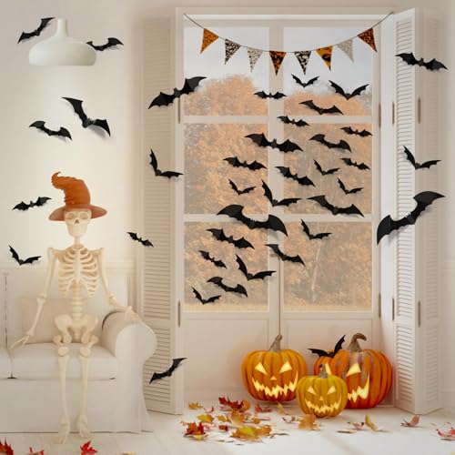 LUDILO 100Pcs Bats Halloween Decorations: Halloween Bats Wall Décor Sticker