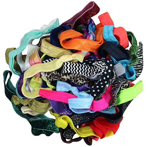 Kenz Laurenz Elastic HEADBANDS (Available in LOTS of COLORS) No crease Knotted Ouchless HEADBAND or Stretchy hair ties (Grab Bag) - (Pack of 25)