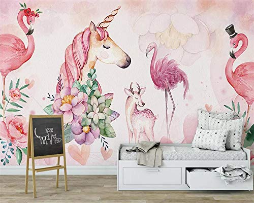 Benutzerdefinierte Tapete rosa einfache Flamingo Kinderzimmer Hintergrund Wand Wohnzimmer Schlafzimmer TV Hintergrund 3d Tapete - 200x140cm/79"x 55