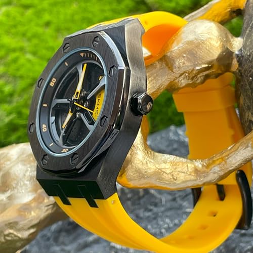 Image of SKMEI Men's Analog Sports Watch Waterproof LED Men's Watch New Wheels Rolling Creative Fashion Wristwatch 2359 (Yellow Silica Gel)