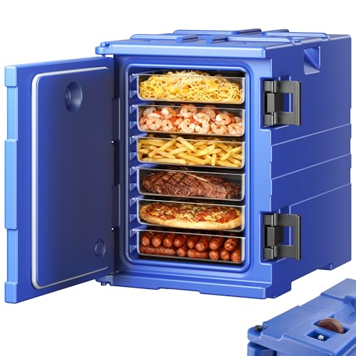 VEVOR Conteneur Isotherme pour Bac Gastronorme 90 L, Boîte de Transport Alimentaire Empilable, Chargement Frontal, avec Doubles Boucles et Poignées,...