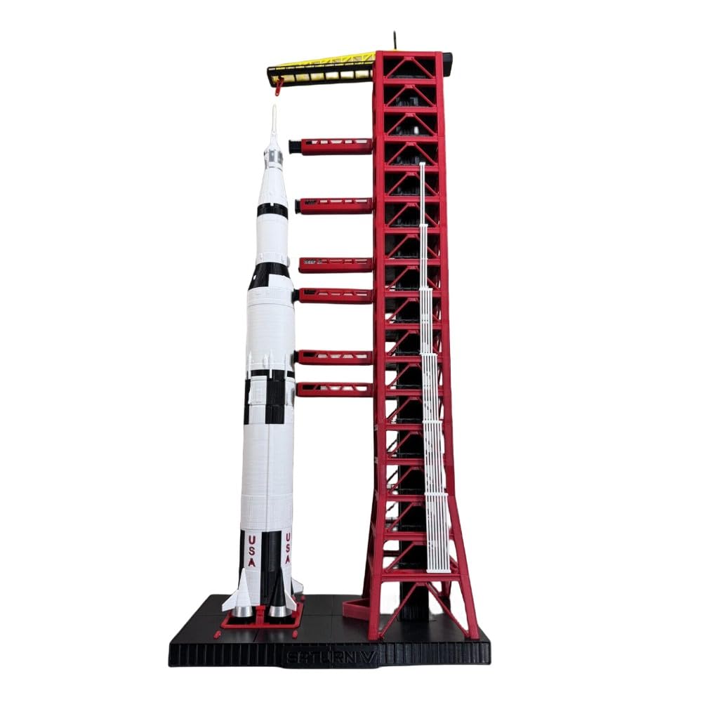 CYBERTOFU 1:200 Scale NASA Saturn V Super Heavy Rocket Set With Pylon and Launching Tower Frame, Large