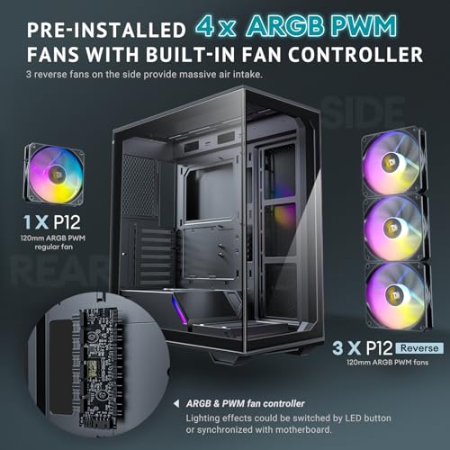 Gabinete para PC Antec C3 ARGB, Torre Media ATX con Paneles de Vidrio Templado, Soporte para Radiador de 360 mm, 4 Ventiladores ARGB PWM Preinstalados, Controlador Integrado, Conectividad USB-C miniatura 5
