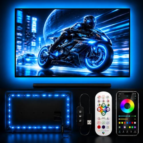 Image of MORIACC LED Lights for TV, 23ft RGB TV LED Backlight for 70-100 Inch TVs, Strip Lights Behind TV with Music Sync, APP & Remote Control, USB Powered TV Lights for Bedroom Gaming Home Theater