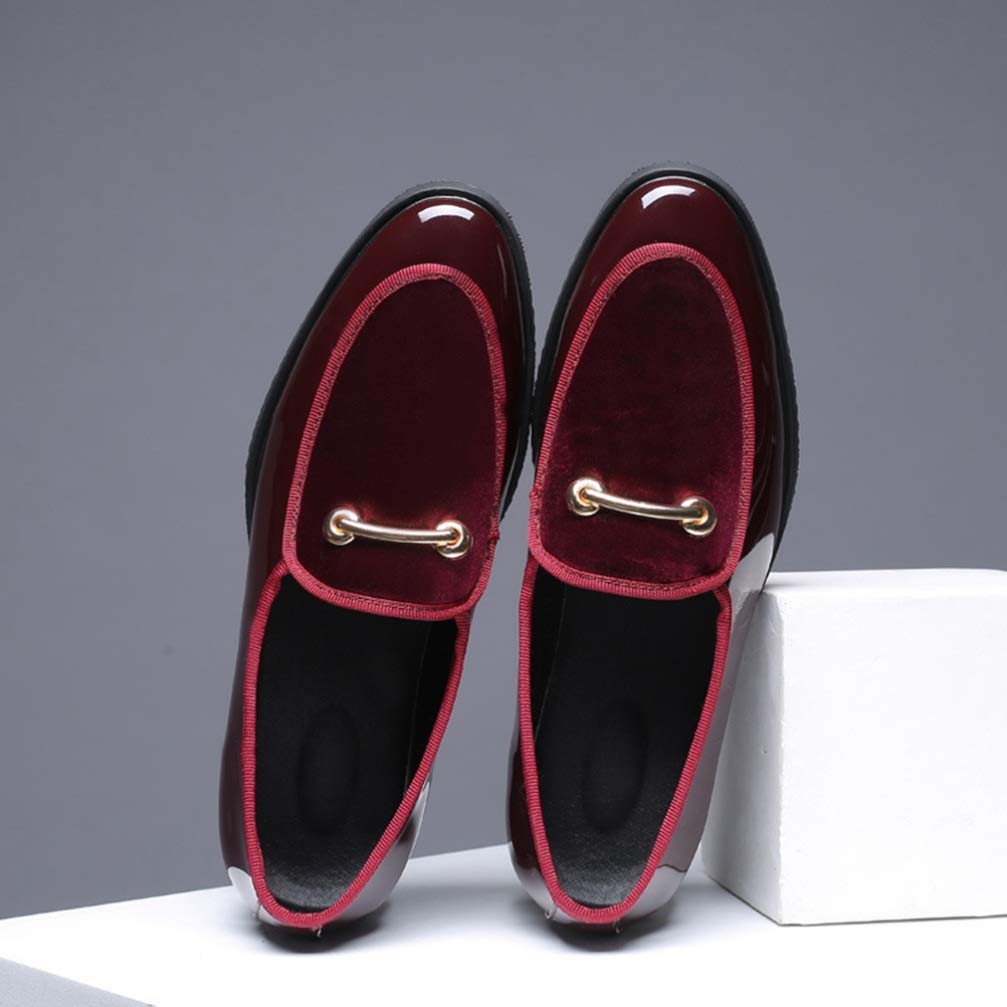 Scarpe da Uomo per la Festa Nuziale Slip on Mocassini in Pelle Verniciata Casual Punta a Punta Business Work Oxfords