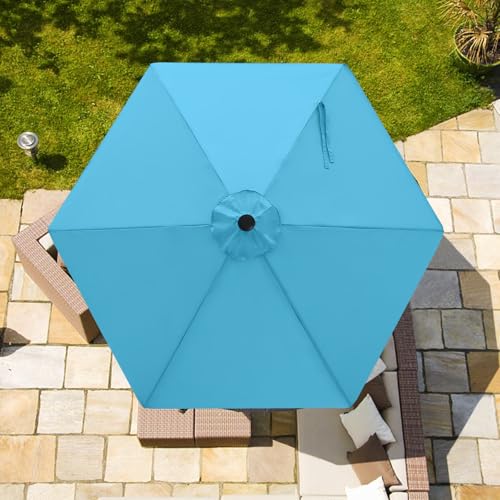 Image of ABCCANOPY 7.5ft Outdoor Umbrella Replacement Top Suit 6 Ribs (Blue)