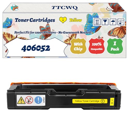 TTCWQ Compatible for Ricoh 406052 Toner Cartridges Work for Ricoh 406053 406054 406055 Aficio SPC220N SPC220S SPC221 Printers (1 Pack Yellow)