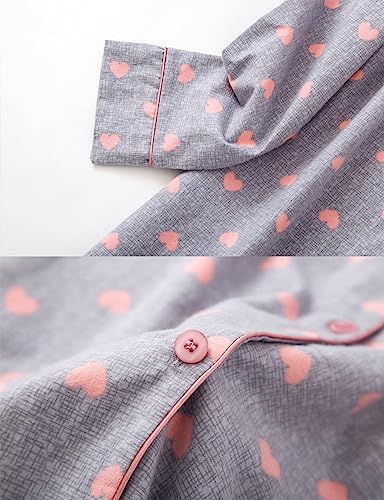 Image of CHUNG Women Nightgowns Brushed Cotton Flannel Nightshirt Dress Long Nightwear Nighties Cozy Sleepwear
