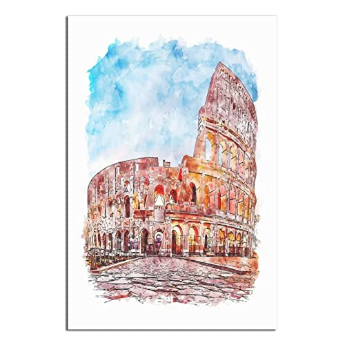 shgwehh Targa in metallo Colosseo Roma Vintage Viaggio Targa in latta Decorazione rustica Grotta Caffetteria Bar Camera da letto Decorazione da parete Casa Targa in latta 20 x 30 cm