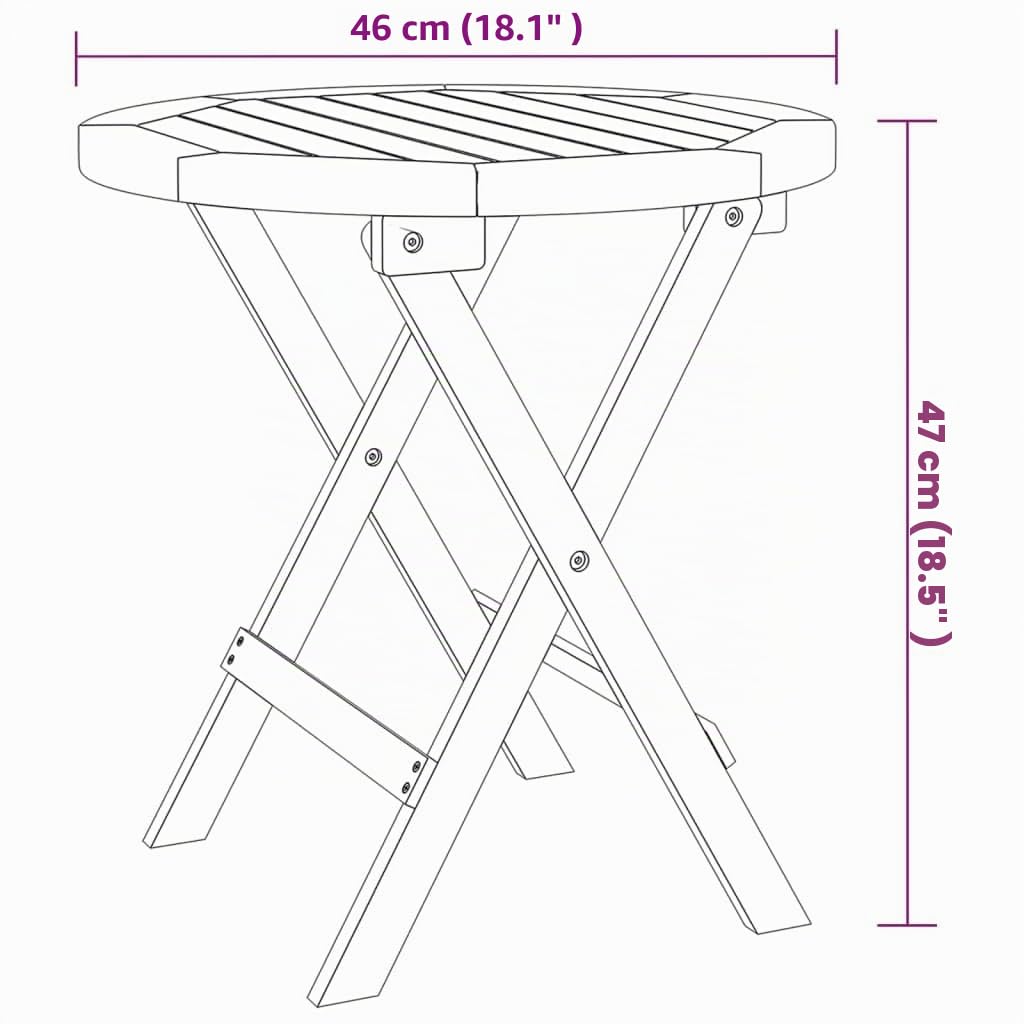 vidaXL Mesa bistró de terraza Madera Maciza de Acacia Ø46x47 cm