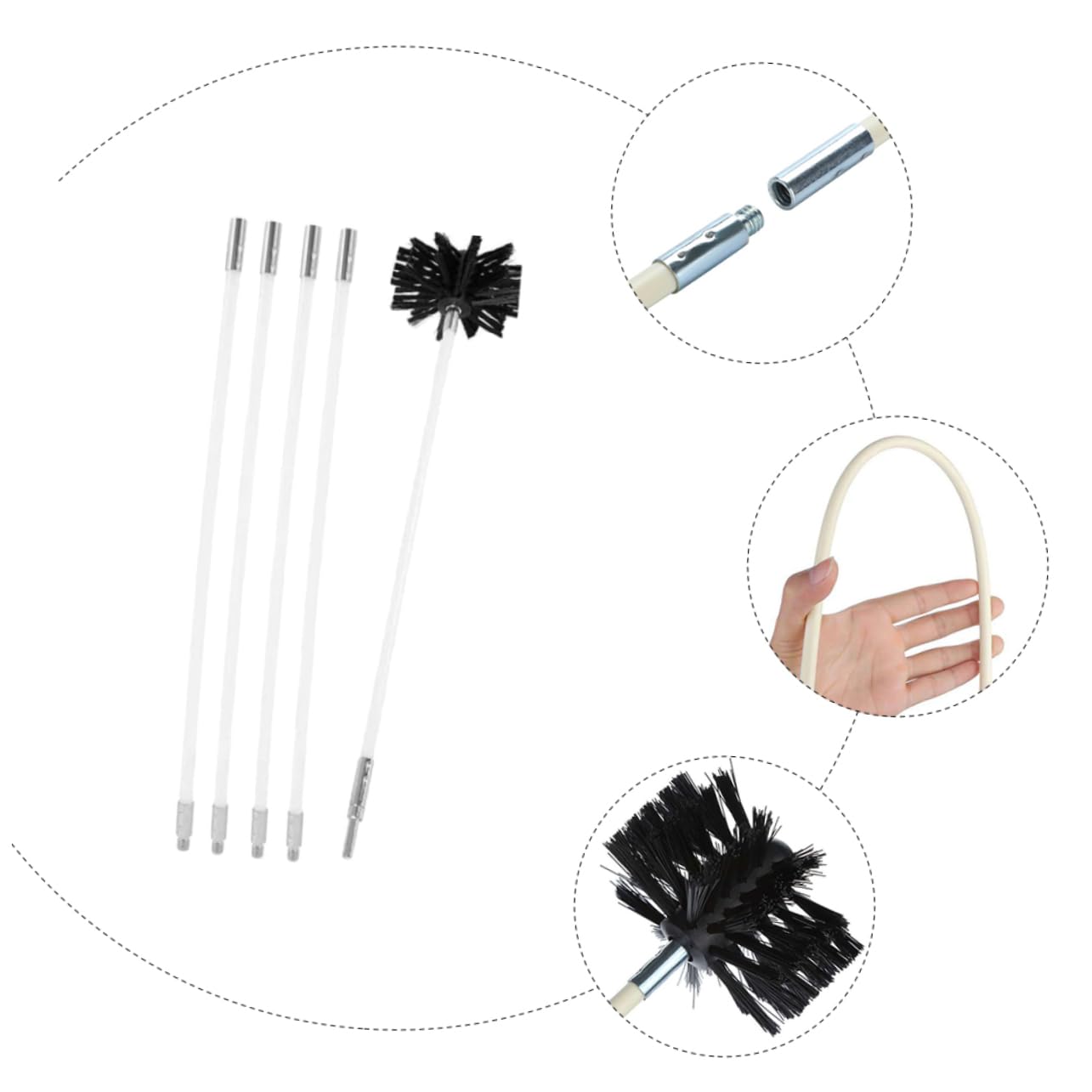 TOPBATHY 1set Spazzole Per Pulizia Flessibile Di Camini e Kit Completo Per Rimozione Lint Da Asciugatrici Con Aste e Testa Di Pulizia