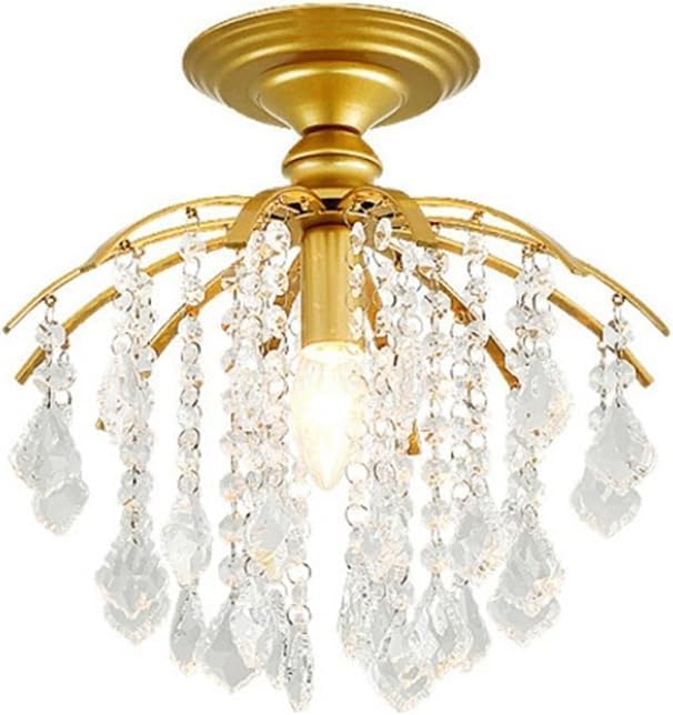 Lámpara de techo moderna de cristal dorado semiempotrada E14E12 con base para comedor, cocina, dormitorio, pasillo, entrada, cerca de la lámpara de