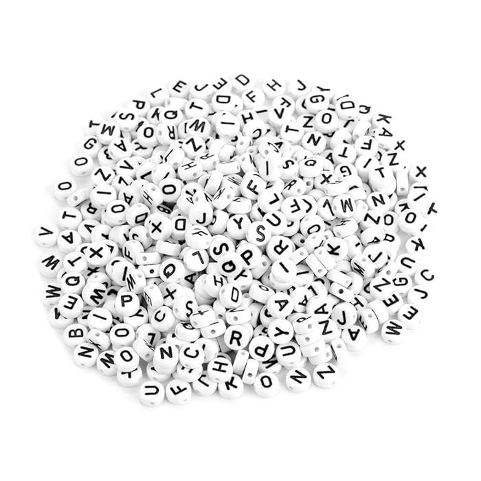 Bhavya Enterprises 100 Pcs Acrylic Round A Z Alphabet Letter Beads Black and White 6mm Crystal String Elastic Cord Jewellery Making, DIY Bracelets, Necklace, Key Chains and Jewellery, Standard (B0CZHHRN2H) Amazon Price History, Amazon Price Tracker