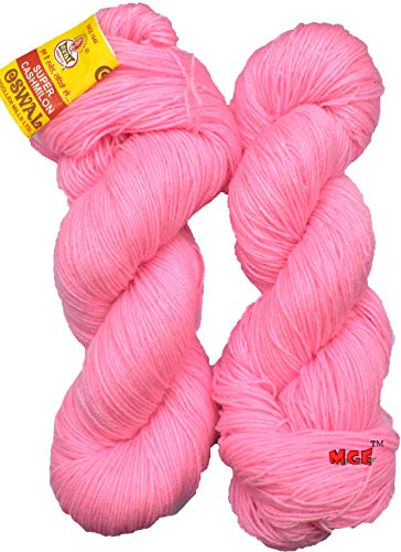 Image of M.G 3 ply Pink (300 gm) Wool Hank Hand Knitting Wool /Art Craft Soft Fingering Crochet Hook Yarn, Needle Knitting Yarn Thread Dyed