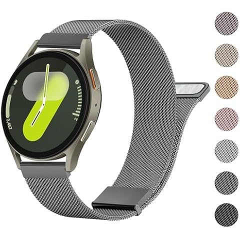 Meliya Metal Band Compatible with Samsung Galaxy Watch 7 Band 40mm 44mm, Galaxy Watch FE Bands 40mm, 20mm Stainless Steel Replacement Strap for Galaxy Watch 7 Band Women Men (Space Gray) Cover