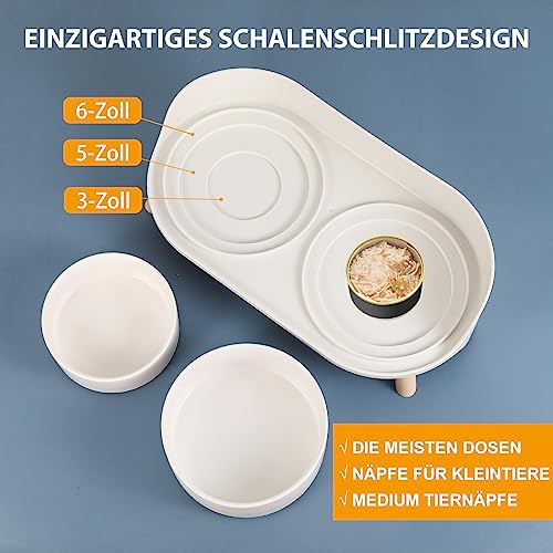 Katzen Napfset Katzennapf Erhöht Keramik - Doppelt Katzennäpfe mit Rutschfestem Ständer und Spritzschutz - Fressnapf Katze Napf - Futternapf Wassernapf Set für Welpen Kleine Hunde - 2 x 480 ML