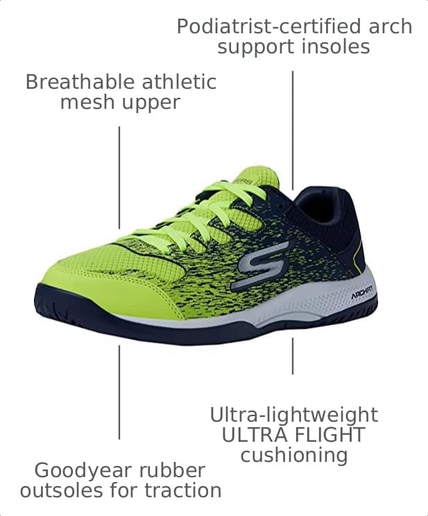 Image of Skechers Men's Viper Court - Athletic Indoor Outdoor Pickleball Shoes with Arch Fit Support