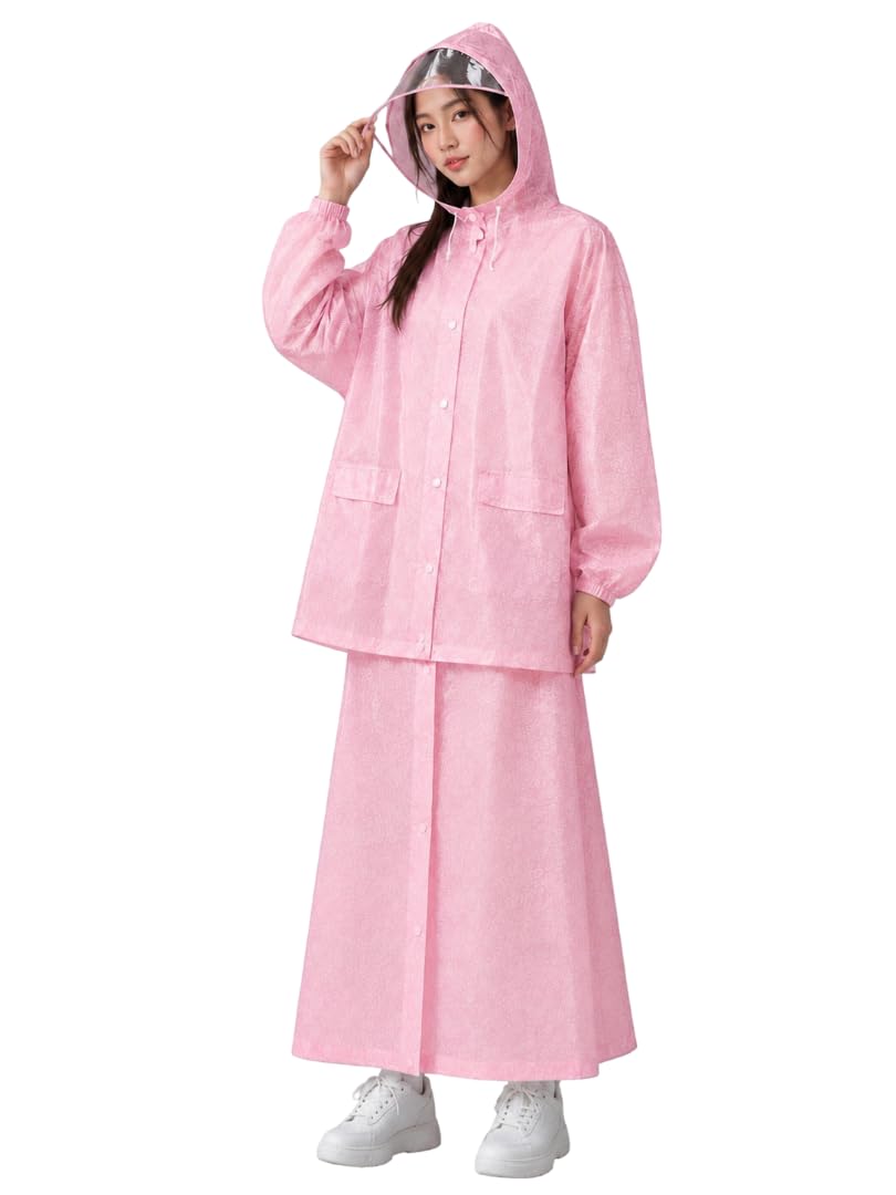 Krystle Women’s Waterproof Raincoat with Skirt Set | Hooded Rain Suit with Transparent Visor | Full-Length Rain Wear for Monsoon & Outdoor Use (Multicolor,Multisize)-picture-22