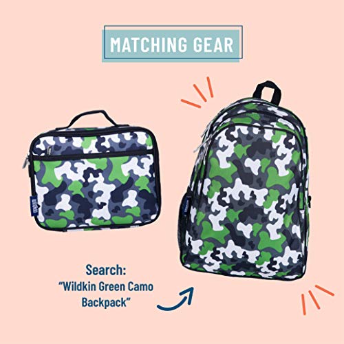Wildkin Kids Insulated Lunch Box Bag For Boys & Girls, Reusable Kids Lunch Box Is Perfect For Elementary, Ideal Size For Packing Hot Or Cold Snacks For School & Travel Bento Bags (Green Camo) #TOP3