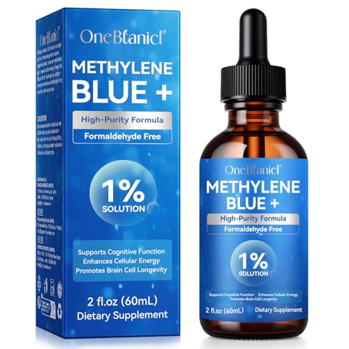 Azul de metileno, gotas líquidas de azul de metileno, mejora la memoria, la concentración, la claridad y la energía. Sin alcohol. 60 ml. (1)