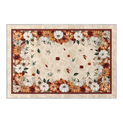Artoid Mode Pumpkins Floral Corns Fall Door Mat, Autumn Thanksgiv...