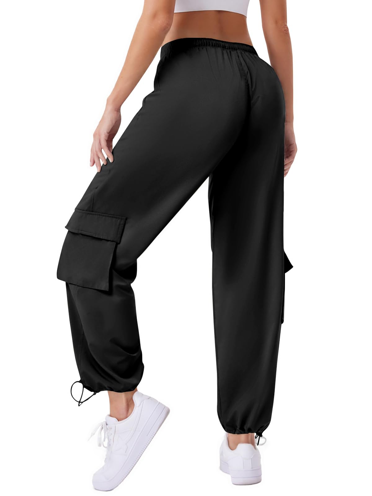 Women's Cargo Pants Water Resistant Lightweight Drawstring Hiking Joggers Base Jump Parachute Pants