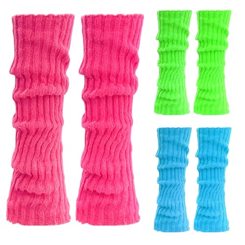 Leg Warmers 3 Pairs Costume Accessories for Women, Women's Heavy Soft Extra Long Leg Warmers