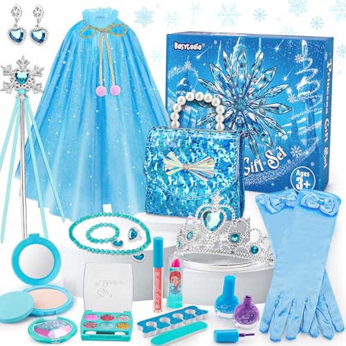 Frozen Toys Makeup & Dress Up Set Ages 3 4 5 6 Kids Makeup Kit Princess Set Girl Purse Real Make up Frozen Pretend Play Toy Nail Polish Set Birthday Gifts for Little Girls Toddlers 3-5 6-8 Year Old