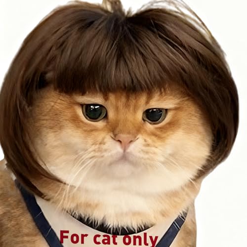 Cat Wig for cat only Small Size for Tiny Animals Such as Goose Duck and Chicken DIY Haircut & Adjustable Fit Cat & Dog Costume for Halloween Party Photo Shoots