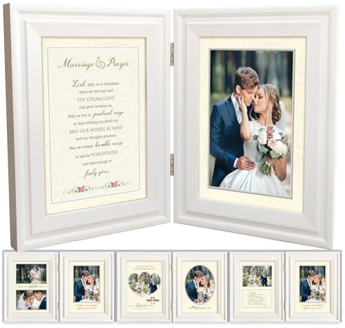 A'arkaJ 5x7 4x6 Wedding Frame – Mr. & Mrs. Picture Frame with 7 Mats – Anniversary & Engagement Gift for Couple, Bride & Groom – Marriage Keepsake for Bridal Shower, Honeymoon, or Reception Décor