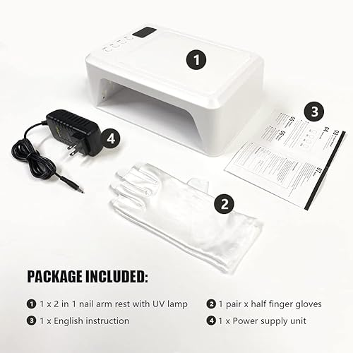 Miniatura 6 de AB Crew Reposabrazos de uñas 2 en 1 con lámpara de uñas LED UV de 72 W y guantes de uñas a presión lámpara UV arte de uñas reposamanos con