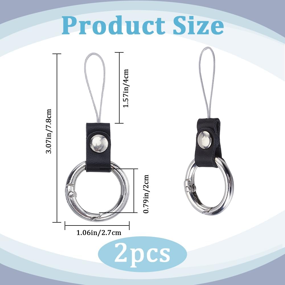 GORGECRAFT 2PCS Keyring with Strap Short Lanyard Black Cell Phone Finger Ring Phone Charms Grip Holders - Image 3