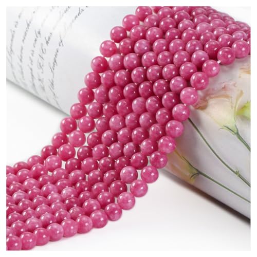 Naturstein Perlen Edelstein Perlen,45 stück 8mm Naturstein Rhodolith Edelsteinperlen Polierte Runde Edelsteine Zum Auffädeln Edelsteine Steinperlen für Armbänder Ketten DIY Schmuck Basteln