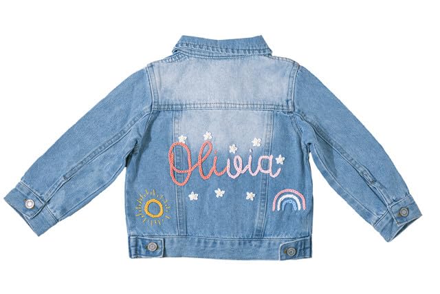 Personalized Kids Denim Jacket with Name, Custom Long Sleeve Denim Name Outerwear Jean Jacket, for Girls Boys
