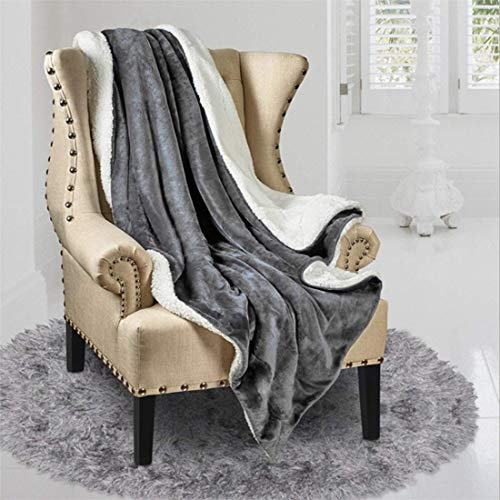 N / A Manta de Lana de Cordero súper Suave de Doble Cara, cálida y cómoda Manta de Lana, decoración sofá y Cama (Gris, 130x160cm)