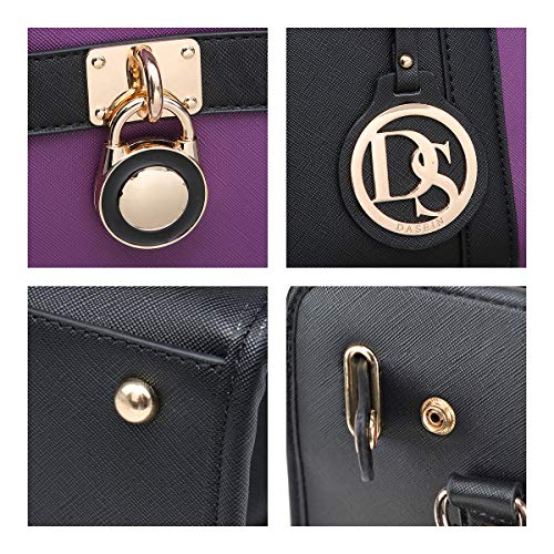 Image of Dasein Women's Designer Satchel Handbag Two Toned Padlock Purse Top Handle Shoulder Bag w /Chain Strap