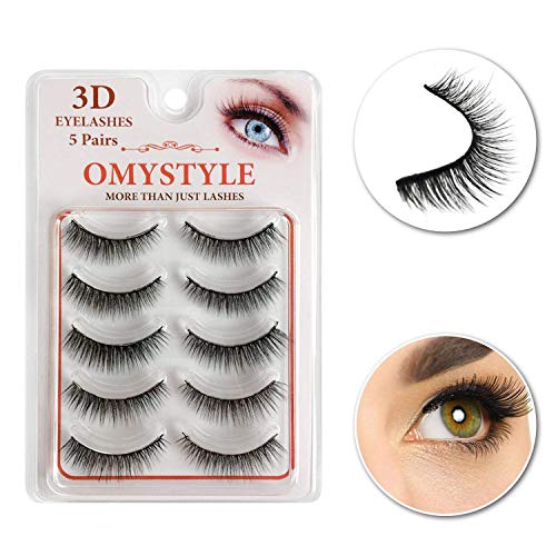 3D False Eyelashes Natural Look Strip Lashes with Volume Handmade for Women Make Up Soft Fake Lashes 5 Pairs