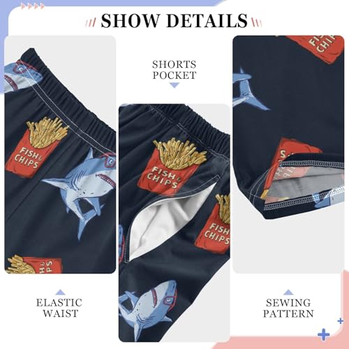 Shark French Fries Boys Long Pants Soft Trousers Elastic Waist Kids Lounge Bottoms with Pockets S-XL4
