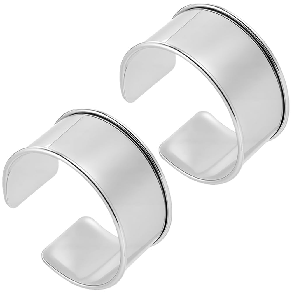 Beebeecraft Beebeecraft 2 Pieza de Brazalete Tipo Puño para Mujer Aleación de Plata Metal Alambre Ancho Abierto Ajustable Estilo Punk Moderno Borde Ranurado Brazaletes Gruesos para Muñeca Y Brazo Conjunto para