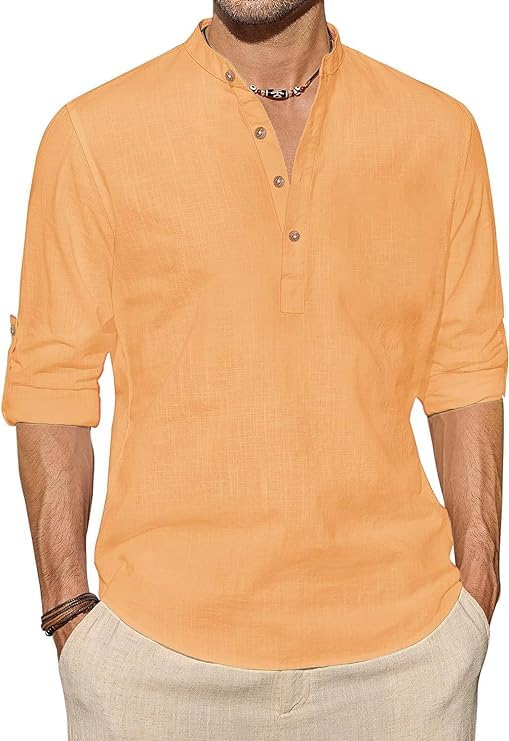 Men's Cotton Solid Casual Slim Fit Chinese Collor Short Kurta for Men-picture-43