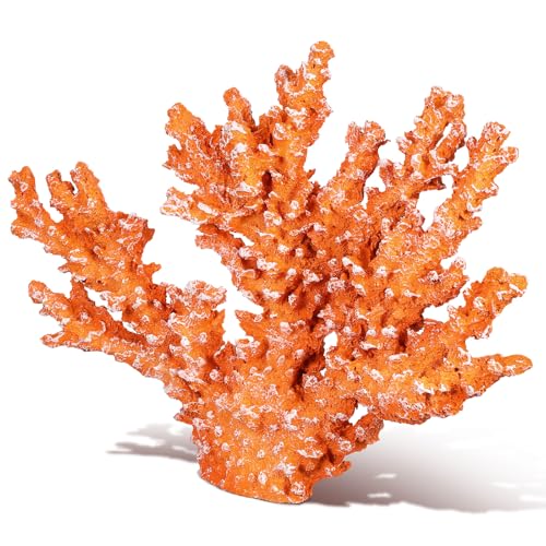 Escultura decorativa de coral de resina amarilla 13.4x9.4 pulgadas miniatura 1