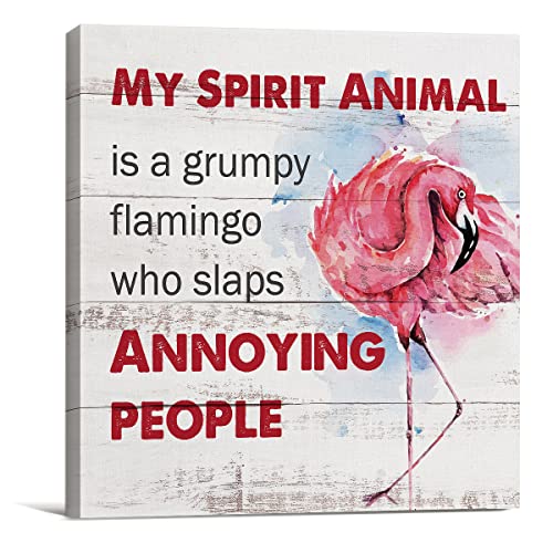 Country Pink Flamingo Canvas Prints Wall Art Decor Desk Sign Summer Flamingo Quote Poster Painting Framed Artwork 8 X 8 Inch Rustic Home Shelf Wall Decoration #TOP6