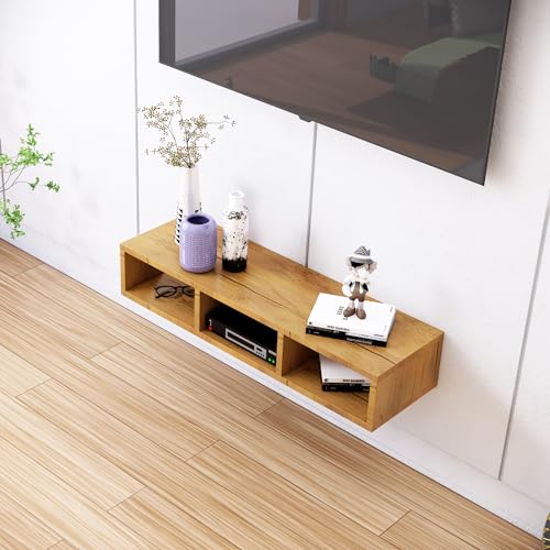 Image of TV Unit for Living Room 30 to 52 Inch, Engineered Wood TV Unit Wall Mounted Entertainment Unit Set Top Box Stand with Storage Shelves for Books & Decor Unit for Bedroom (Giant Wood)