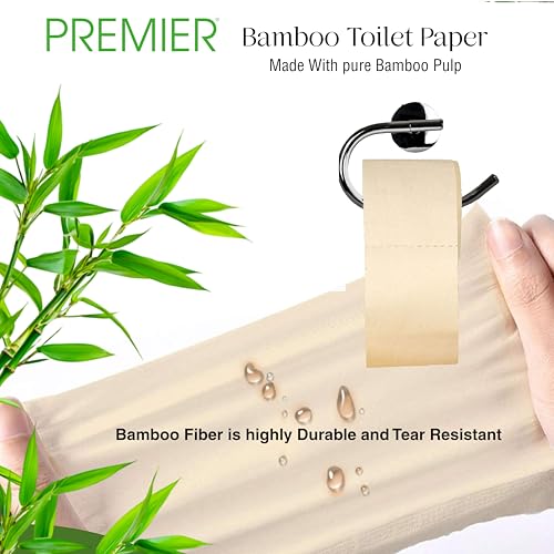 Image of Premier 2-Ply Bamboo Toilet Tissue Rolls (720 Pulls) (180 x 4 Rolls) | Tissue Paper Roll, Toilet Paper Roll - Eco Friendly, Soft & Highly Absorbent, 100% Natural Bamboo, Biodegradable & Clog Free