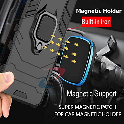 Image of CEDO Kickstand Cover for Samsung Galaxy F62 (4G) Rugged Case | Built-in Stand Rotating Ring Holder | Military Grade Armor Bumper Back Cover (Black)